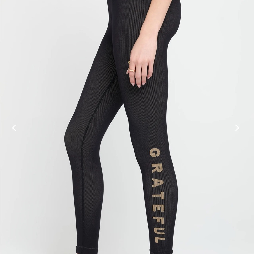 NWT Spiritual Gangster Icon Jacquard Leggings Black & Gold XS/S